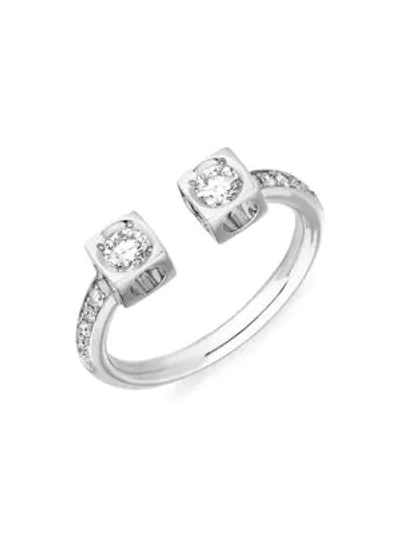 Shop Dinh Van Women's Le Cube Diamond 18k White Gold Ring