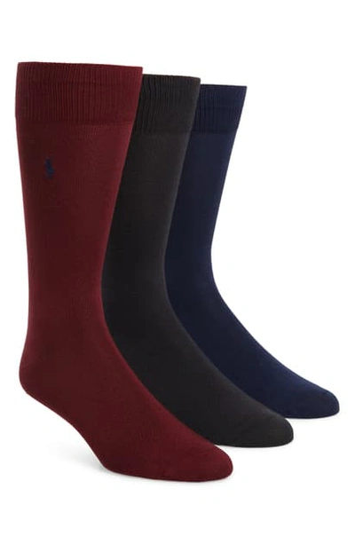 Shop Polo Ralph Lauren Assorted 3-pack Supersoft Socks In Maroon