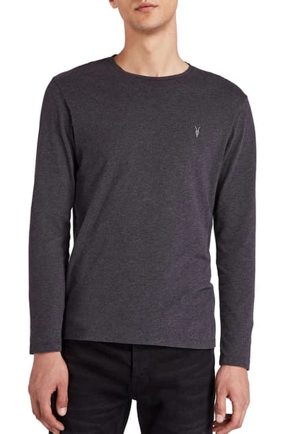 Shop Allsaints Brace Long Sleeve Crewneck T-shirt In Charcoal Marl