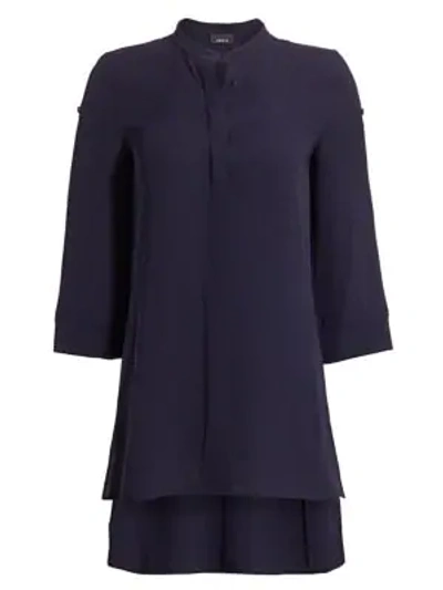 Shop Akris Silk Crepe Tunic Blouse In Ink