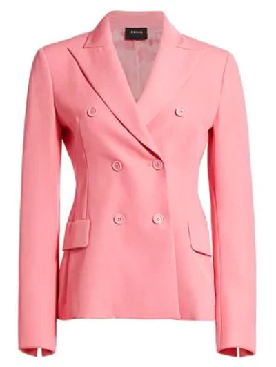 Shop Akris Genaro Wool Twill Double-breasted Jacket In Cherry Blossom