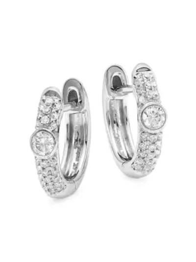 Shop Meira T Women's 14k White Gold & Diamond Huggie Earrings