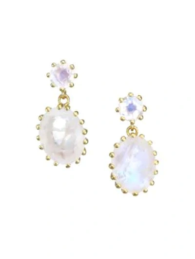 Shop Astley Clarke Women's 14k Yellow Goldplated & Rainbow Moonstone Drop Earrings In White