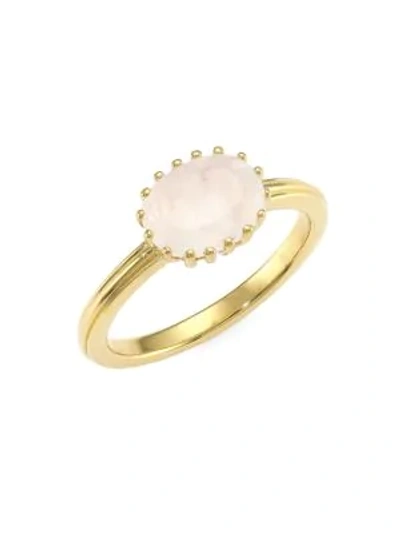 Shop Astley Clarke Women's 14k Yellow Goldplated & Rainbow Moonstone Solitaire Ring In White Gold