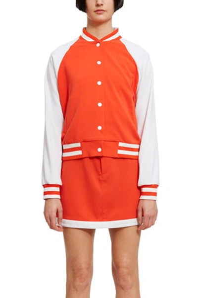 Shop Anna Sui Opening Ceremony Baseball Jacket In Red And White
