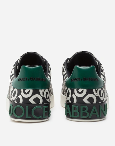 Shop Dolce & Gabbana Nappa Calfskin Portofino Sneakers With Dg Mania Print In Multicolored