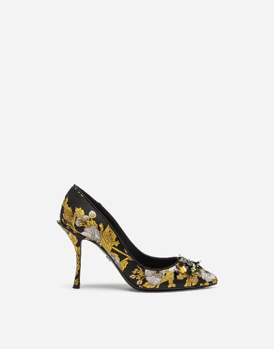 Shop Dolce & Gabbana Jacquard Pumps With Embroidery In Black