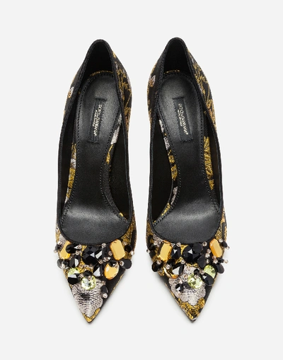 Shop Dolce & Gabbana Jacquard Pumps With Embroidery In Black