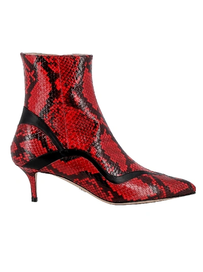 Shop Paula Cademartori Red Leather Ankle Boots