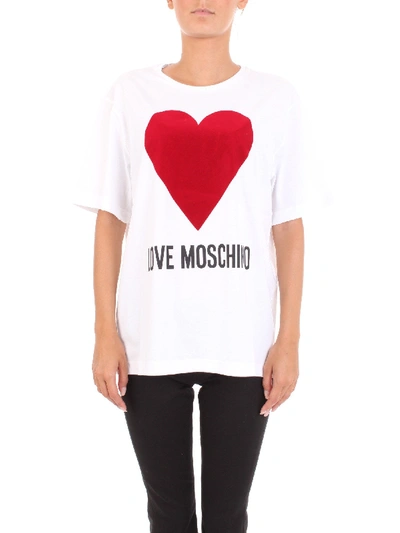 Shop Love Moschino White Cotton T-shirt