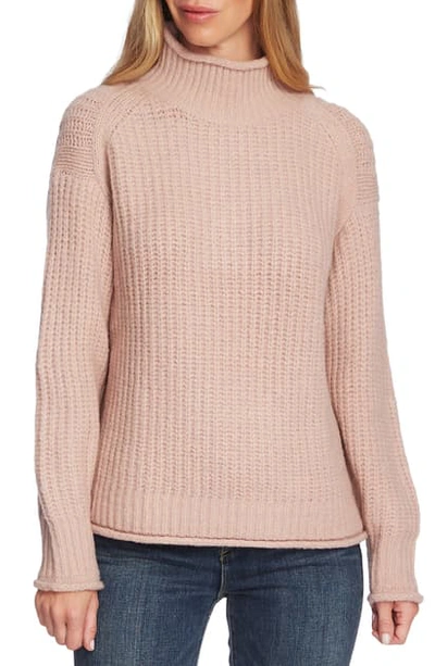 Shop Vince Camuto Mock Neck Sweater In Pink Shadow