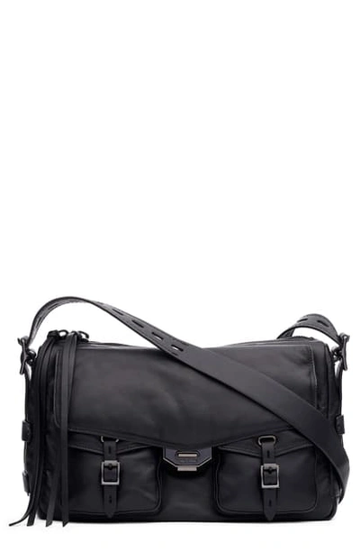 Shop Rag & Bone Field Puffer Leather Messenger Bag In Black