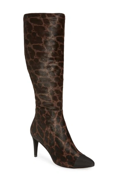 Shop Karl Lagerfeld Marcy Genuine Calf Hair Knee High Boot In Chocolate/ Black Calf Hair