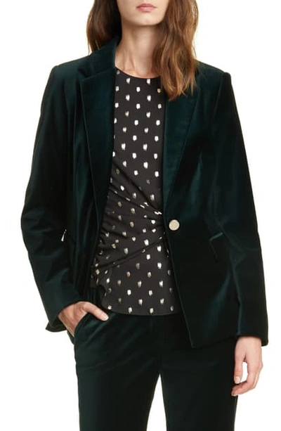Shop Ted Baker Phila Velvet Tailored Jacket In Dark Green