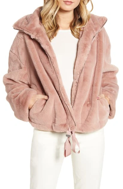 Shop Rebecca Minkoff Faux Fur Bomber Jacket In Pale Pink