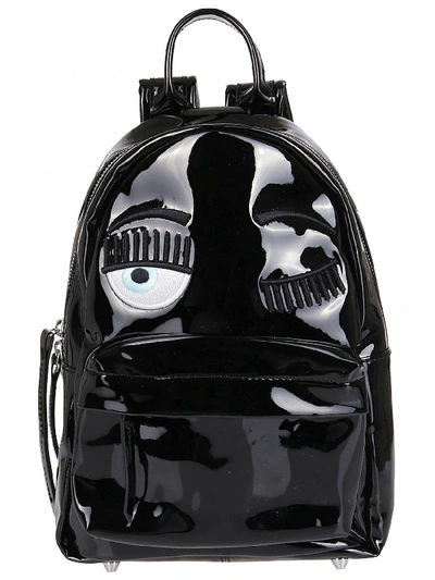 Shop Chiara Ferragni Eye Appliqué Top Handle Zipped Backpack In Black