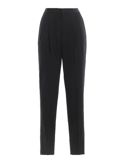 Shop Saint Laurent Grain De Poudre Wool Tuxedo Pants In Black