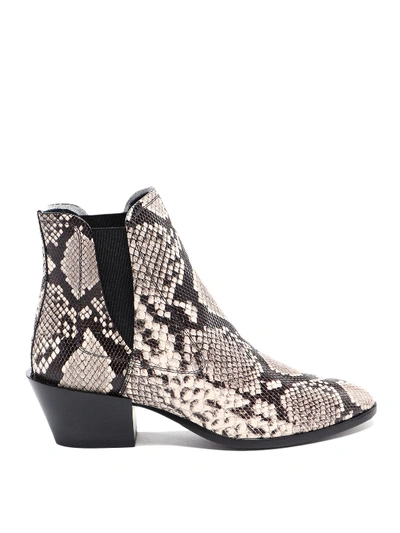 Shop Tod's Python Print Leather Ankle Boots In Animal Print