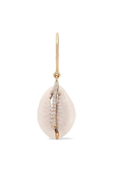 Shop Pascale Monvoisin Cauri 9-karat Gold, Porcelain And Diamond Earring