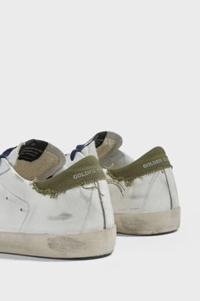 Shop Golden Goose Superstar Leather Trainers In White And Navy