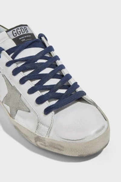 Shop Golden Goose Superstar Leather Trainers In White And Navy