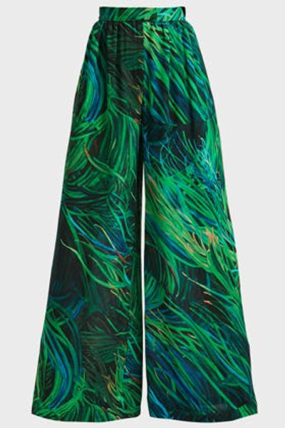 Shop Elie Saab Printed Silk Trousers In Multicoloured