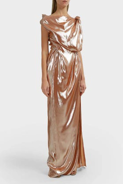 Shop Roland Mouret Silvabella Silk-blend Gown In Rose Gold
