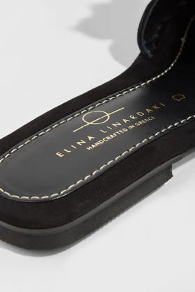 Shop Elina Linardaki Midnight Hour Suede-leather Sandals In Black