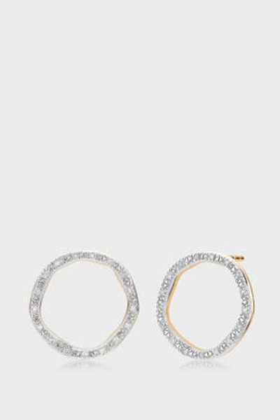 Shop Monica Vinader Diamond And 18k Yellow Gold Vermeil Riva Large Circle Stud Earrings In Gold Plate