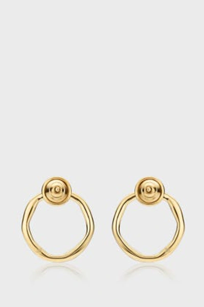 Shop Monica Vinader Diamond And 18k Yellow Gold Vermeil Riva Large Circle Stud Earrings In Gold Plate