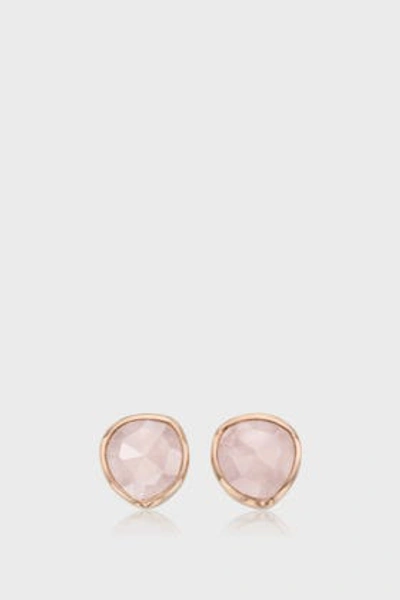 Shop Monica Vinader Rp Siren Stud Earrings - Rose Quartz In Pink