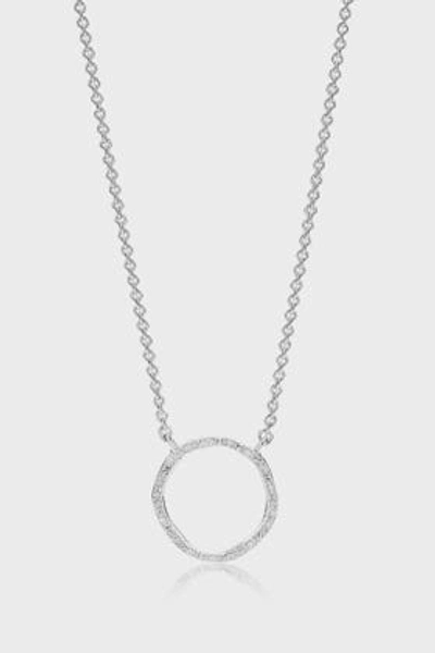 Shop Monica Vinader Diamond And Sterling Silver Riva Circle Necklace