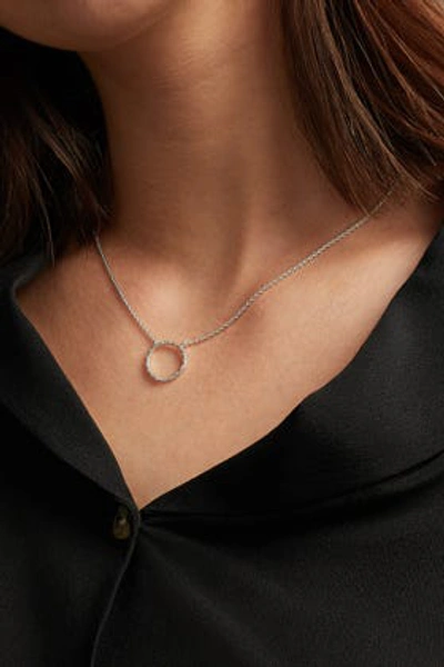 Shop Monica Vinader Diamond And Sterling Silver Riva Circle Necklace