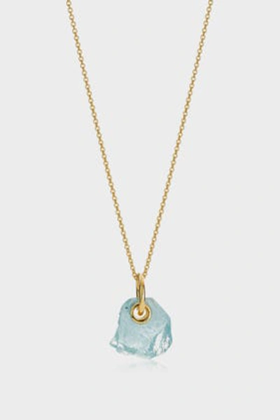 Shop Monica Vinader Caroline Issa Aquamarine And 18k Yellow Gold Adjustable Necklace In Blue