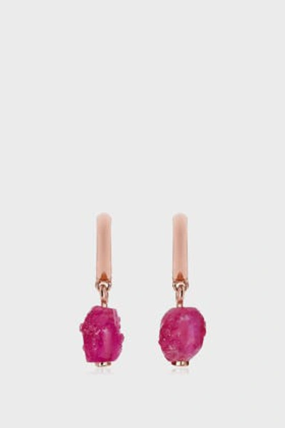 Shop Monica Vinader Caroline Issa Pink Quartz And 18k Rose Gold Huggie Earrings