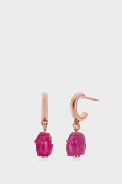 Shop Monica Vinader Caroline Issa Pink Quartz And 18k Rose Gold Huggie Earrings