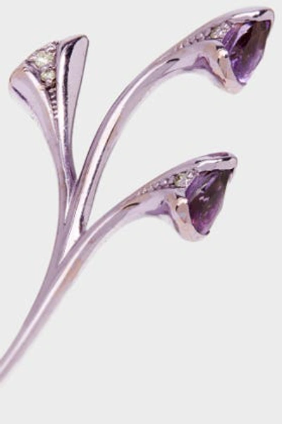 Shop Fernando Jorge Sprouting Lilac-coated 18-karat Gold Diamond And Amethyst Earrings In Purple