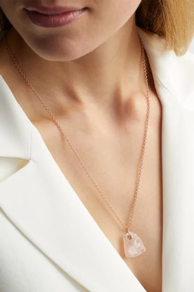 Shop Monica Vinader Caroline Issa Pink Quartz And 18k Rose Gold Adjustable Necklace