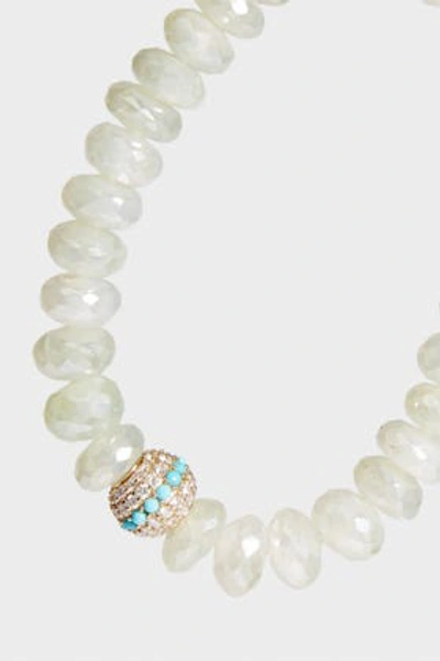 Shop Sydney Evan 14-karat Gold, Diamond And Turquoise Bracelet In White