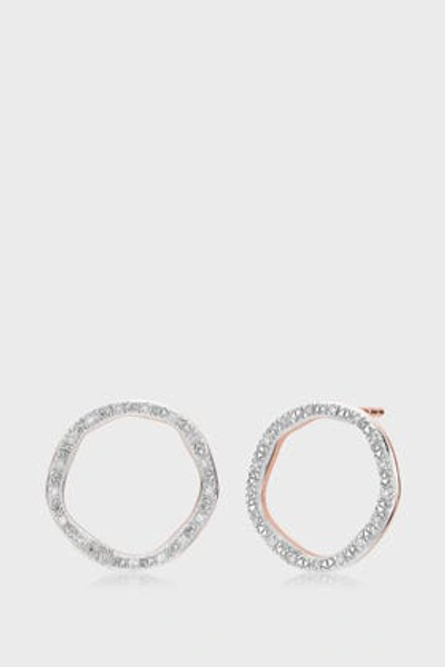 Shop Monica Vinader Diamond And 18k Rose Gold Vermeil Riva Large Circle Stud Earrings