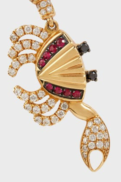 Shop Yvonne Léon 9-karat Gold, Diamond And Tsavorite Earring In Y Gold