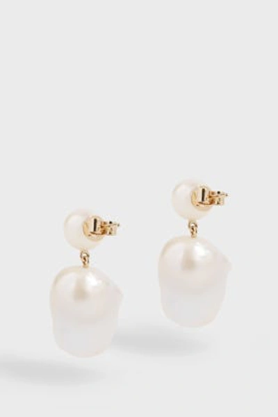 Shop Sophie Bille Brahe Pearl And 14k Yellow Gold Venus Blanc Earrings, Os In Y Gold