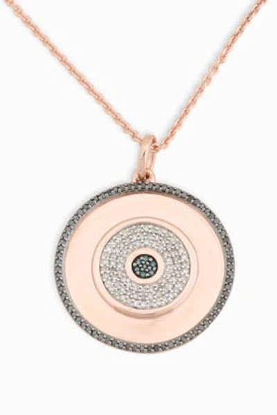 Shop Monica Vinader Evil Eye Disc Large Pendant In *rose Gold