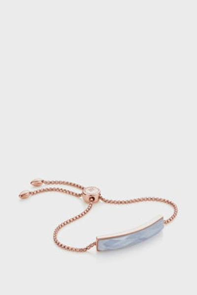 Shop Monica Vinader Blue Lace Agate And 18k Rose Gold Vermeil Baja Facet Friendship Chain Bracelet In R Gold