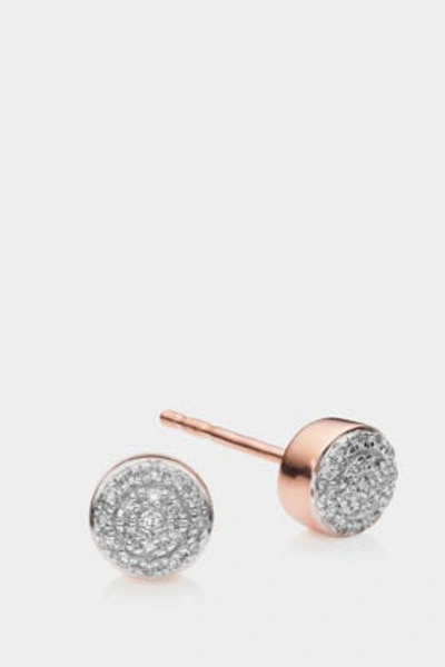 Shop Monica Vinader Rose Gold Vermeil Fiji Mini Button Stud Earrings