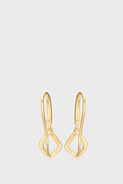 Shop Monica Vinader Diamond And 18k Yellow Gold Vermeil Riva Mini Kite Drop Earrings In Gold Plate
