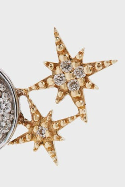 Shop Sydney Evan Two-tone Moon And Star Earrings In Y Gold