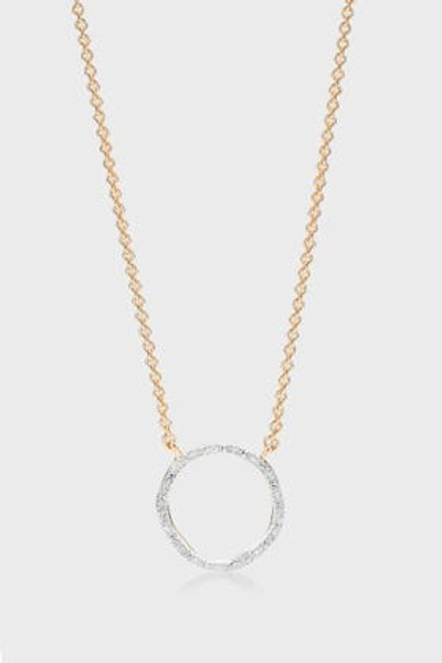 Shop Monica Vinader Diamond And 18k Yellow Gold Vermeil Riva Circle Necklace In Gold Plate
