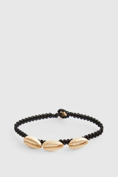 Shop Luis Morais Yellow-gold Three-shell Macramé Bracelet In Metallic