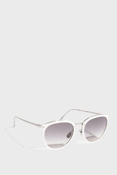 Shop Linda Farrow Luxe Round-frame Acetate And Silver-tone Sunglasses In White